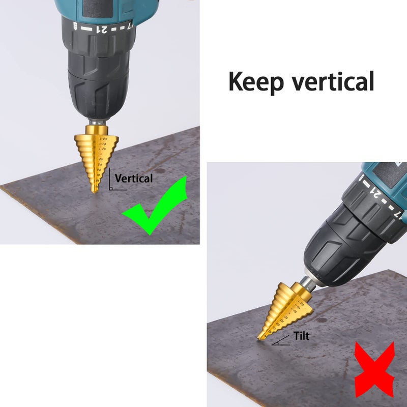 IRONANT Titanium Step Drill Bit, 1/4"" to 1-3/8"" Step Bit for Metal, 10 Sizes HSS Step Drill Unibit - Image 5